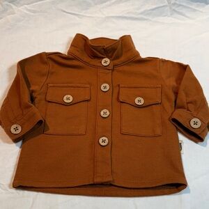Rabbit + Bear - Organic Cotton Brown Button-Up Baby Jacket/Sweater